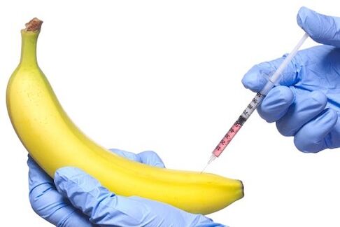 agrandamiento inyectable del pene en el ejemplo de un plátano